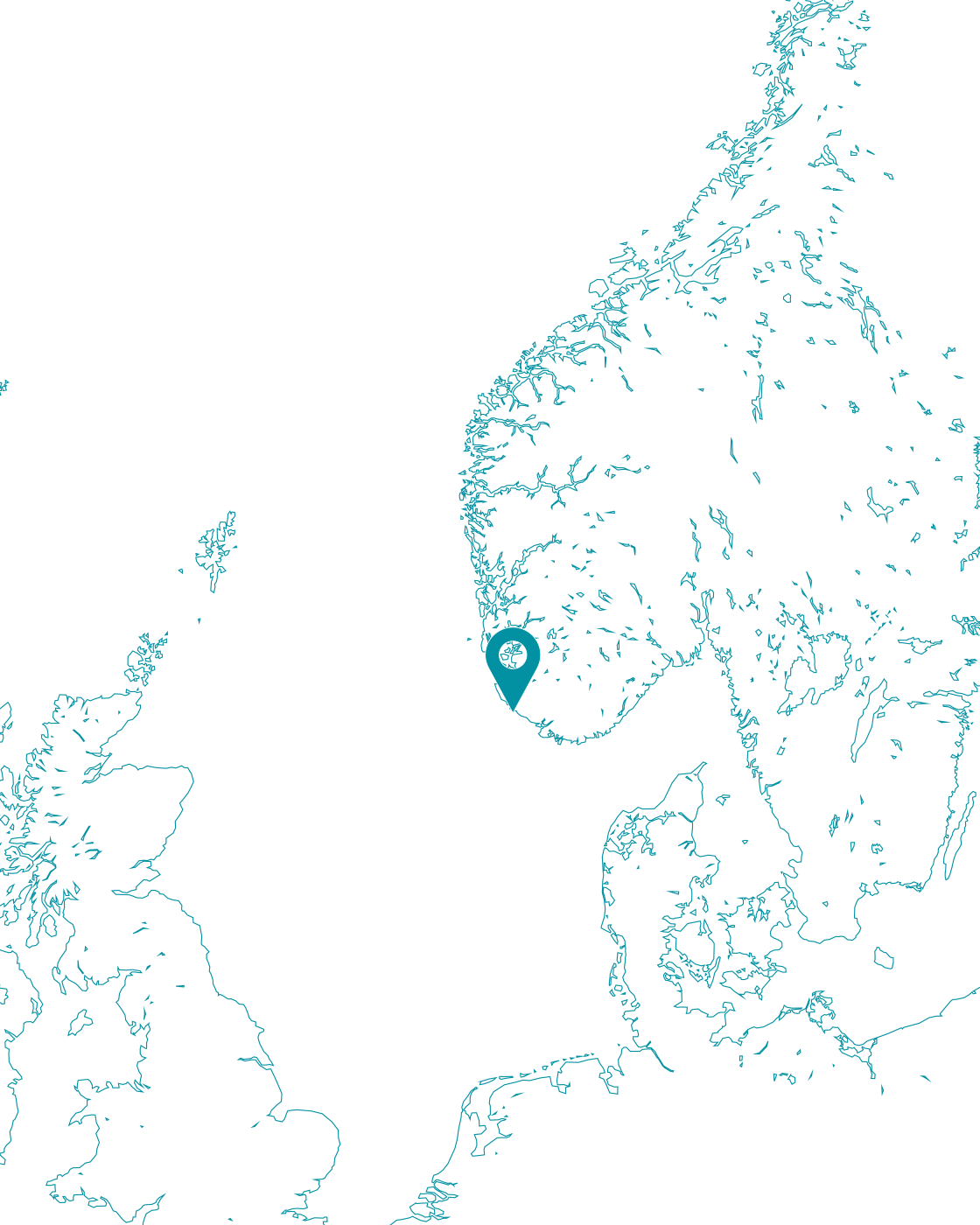 Norgeskart med Nordsjøen og kaupanes